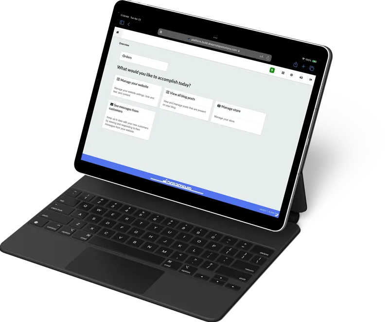 The Dreamship Platform dashboard on a tablet